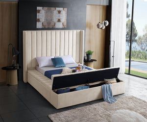 Joanne Queen Bed In Cream Velvet
