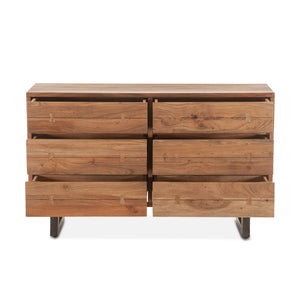 Aspen 58" Six  Drawer Dresser, Smoked Acacia