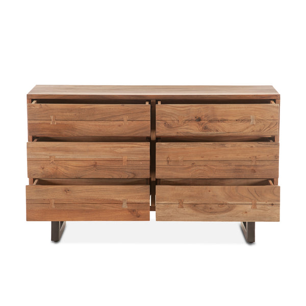 Aspen 58" Six  Drawer Dresser, Smoked Acacia