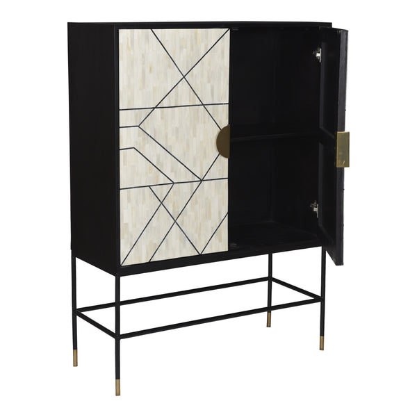 Moe's Shaws Cabinet Cream and Black Wood & Bone