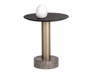Monaco End Table - Gold - Light Grey Marble / Charcoal Grey