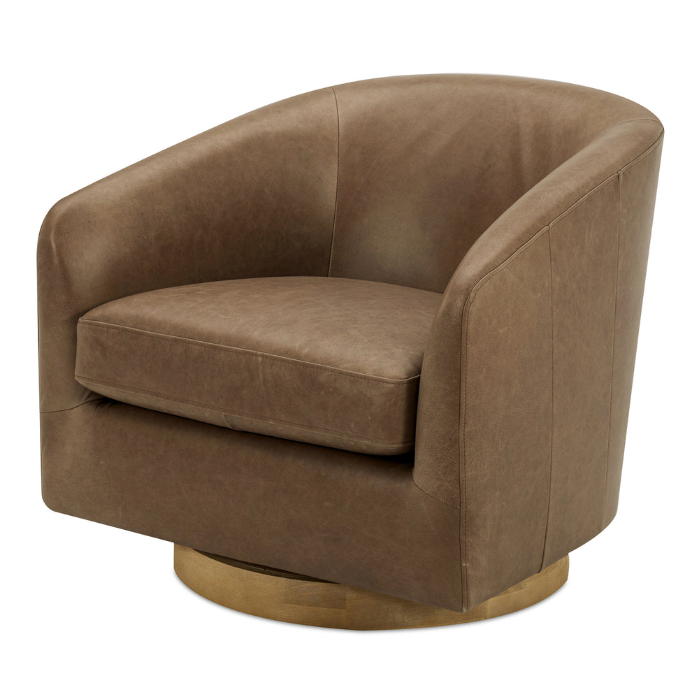 Moe's Oscy Leather Swivel Chair in Tan