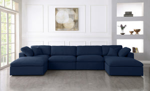 Carmen Cloud Modular Sectional In Navy Linen Fabric