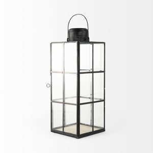Gamfield 6.1L x 6.1W x 16.7H Large Black Metal and Glass Lantern