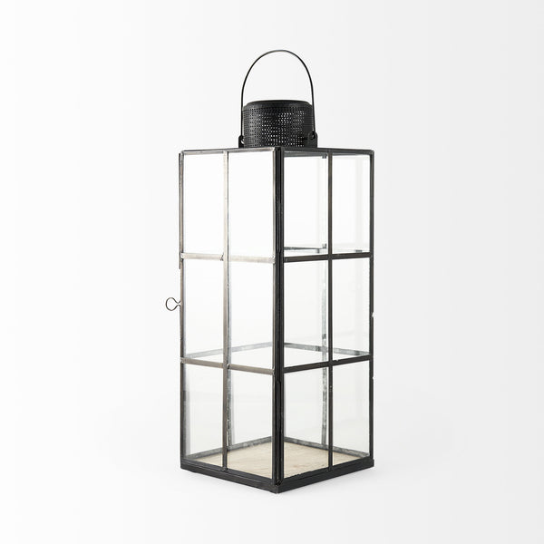 Gamfield 6.1L x 6.1W x 16.7H Large Black Metal and Glass Lantern