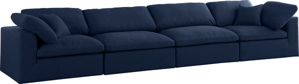 Carmen Cloud Modular Sofa In Navy Linen Fabric