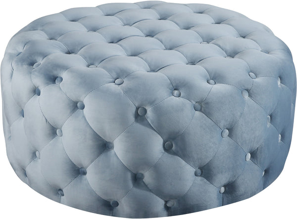 Percy Ottoman/Bench In Sky Blue Velvet