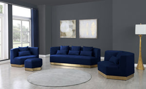 Dianna Ottoman In Navy Velvet