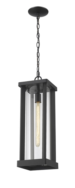 Glenwood 1 Light Outdoor Chain Mount Ceiling Fixture in Black Finish