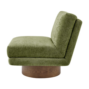 Zenda Chenille Swivel Accent Chair w/ Wooden Base, Millburry Green