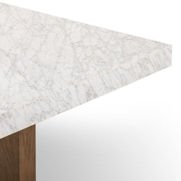 Bellamy Rectangular Coffee Table In White Carrera Marble