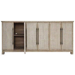 Landon Solid Wood 6Dr Cabinet with Mirror Accents - Cream