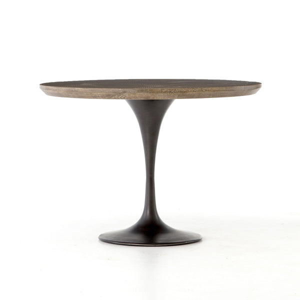 Powell Dining Table 42" - Patchwork Brass-Clad Top