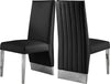 Stanley Dining Chair In Black Faux Leather and Chrome