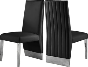 Stanley Dining Chair In Black Faux Leather and Chrome