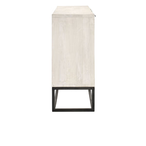 Flint Solid Wood 4Dr Cabinet on Black Iron Base