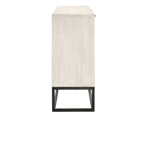 Flint Solid Wood 4Dr Cabinet on Black Iron Base