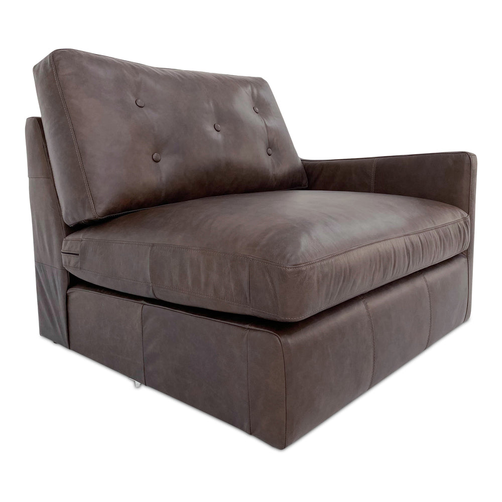 Moe's Thurlow Right Arm Chair in Espresso Leather