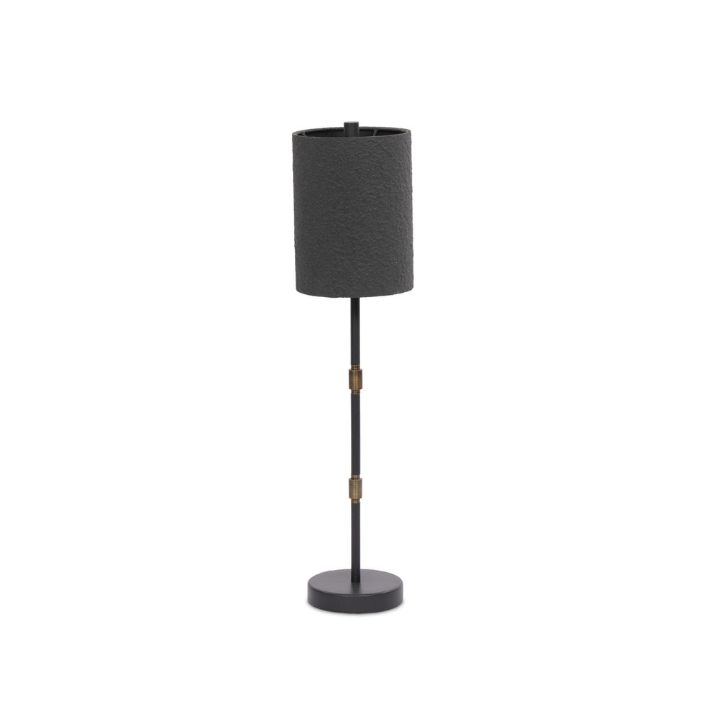 Maurice Table Lamp In Matte Black Plaster And Antiqued Iron And Antique Brass Iron