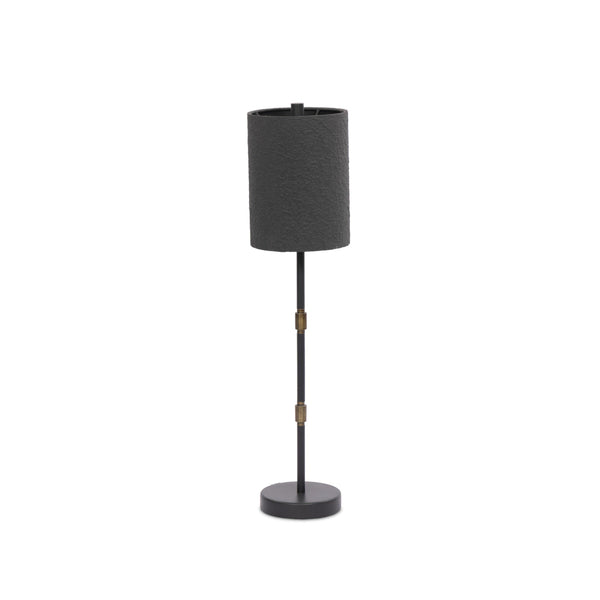 Maurice Table Lamp In Matte Black Plaster And Antiqued Iron And Antique Brass Iron