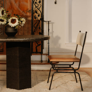 Moe's Posta Dining Chair in Brown Leather & Fabric