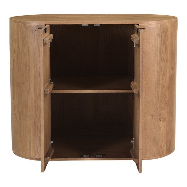 Moe's Theo Natural Oak Curved Cabinet