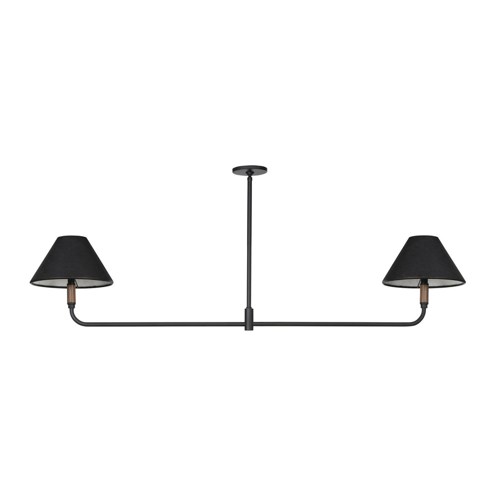 Cullen Linear Double Pendant - Black Leather