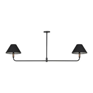 Cullen Linear Double Pendant - Black Leather