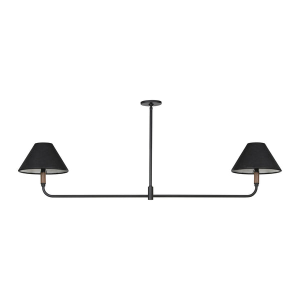 Cullen Linear Double Pendant - Black Leather