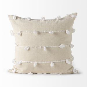 Erica 20 x 20 Cream With White Detail Decorative Pillow Cover
