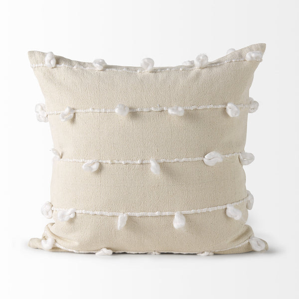 Erica 20 x 20 Cream With White Detail Decorative Pillow Cover