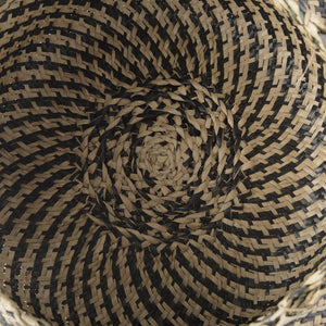 Gaia  17.7L x 17.7W x 20.5H Set of 3 Light and Dark Brown Cross Patterend Belly Seagrass Basket