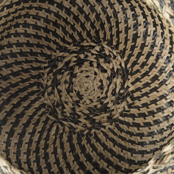 Gaia  17.7L x 17.7W x 20.5H Set of 3 Light and Dark Brown Cross Patterend Belly Seagrass Basket