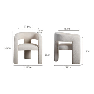 Moe's Elo Sculptural White Armchair
