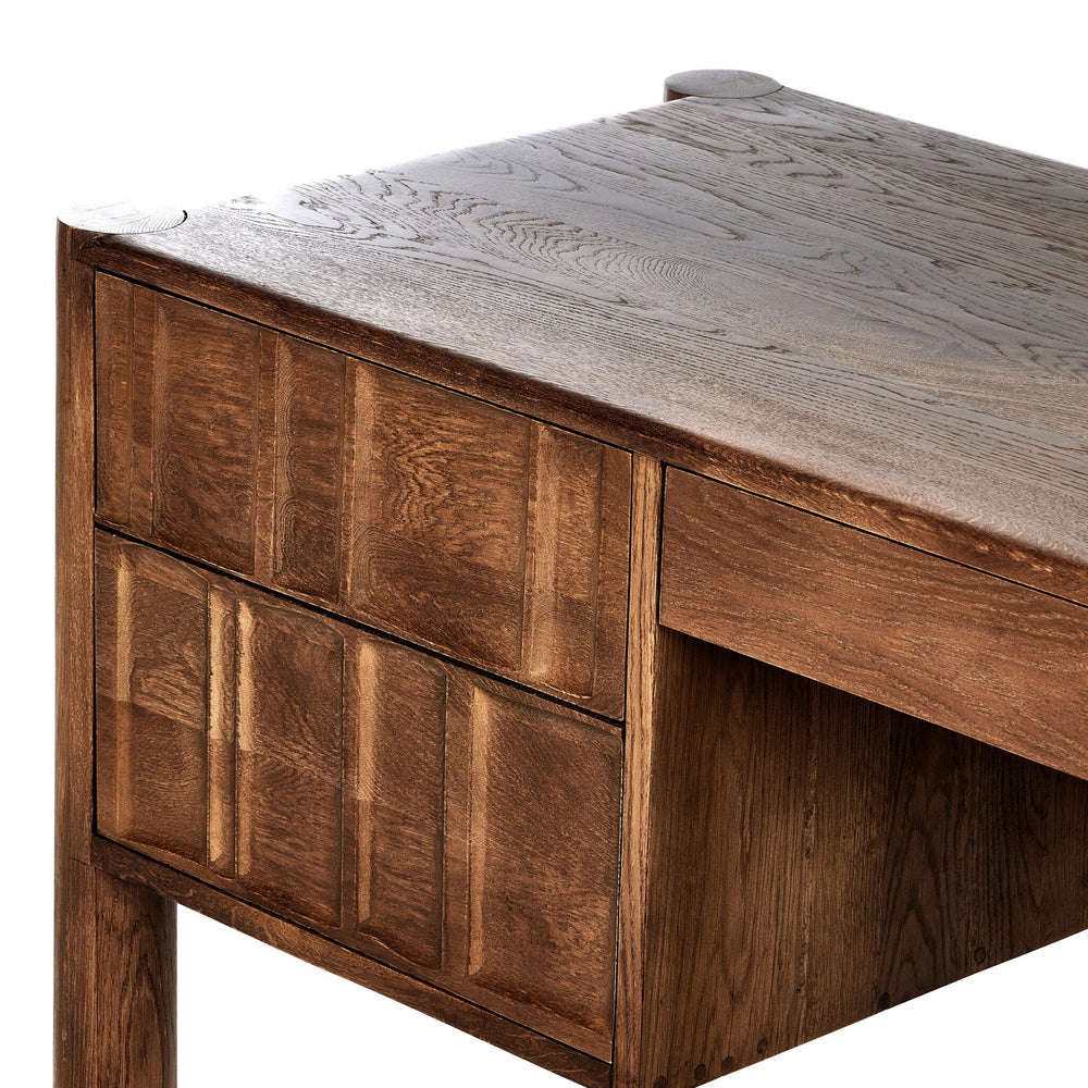 Ezri Desk - Carved Cocoa Oak