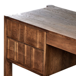 Ezri Desk - Carved Cocoa Oak