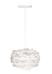 Eos Mini Hardwired Pendant in White with White Cord