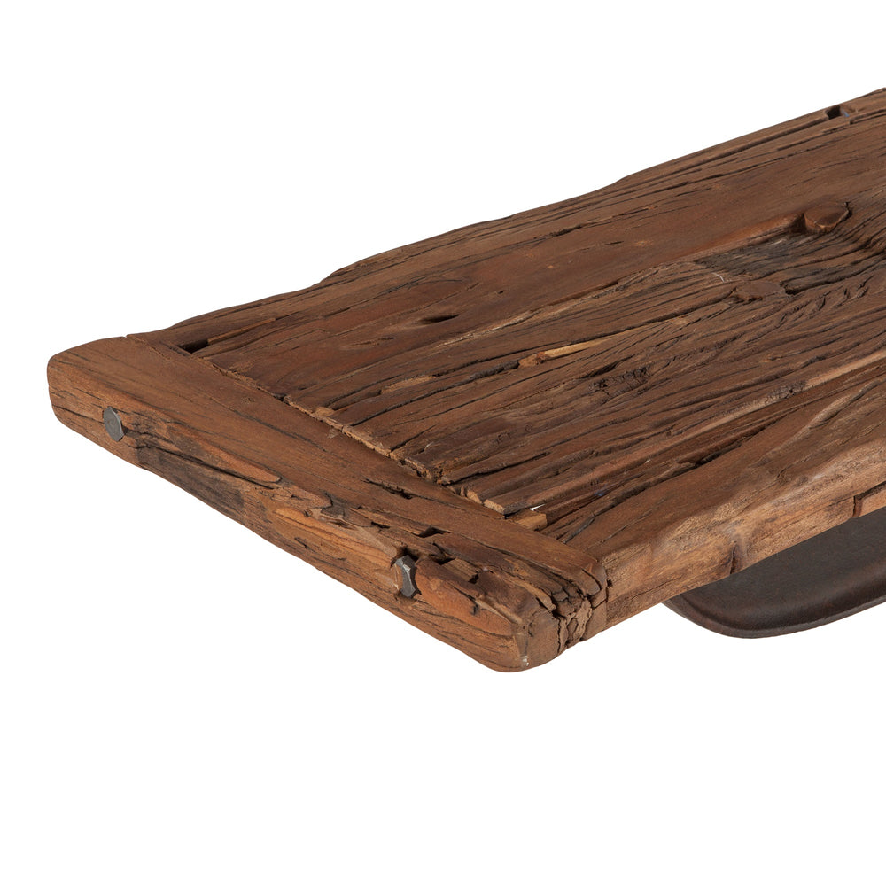 Industrial Loft 58-Inch Reclaimed Teak Wood Console Table with Raw Finish