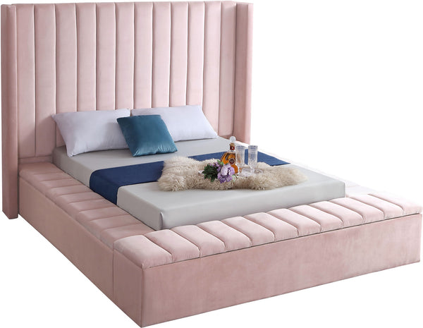 Joanne Full Bed In Pink Velvet