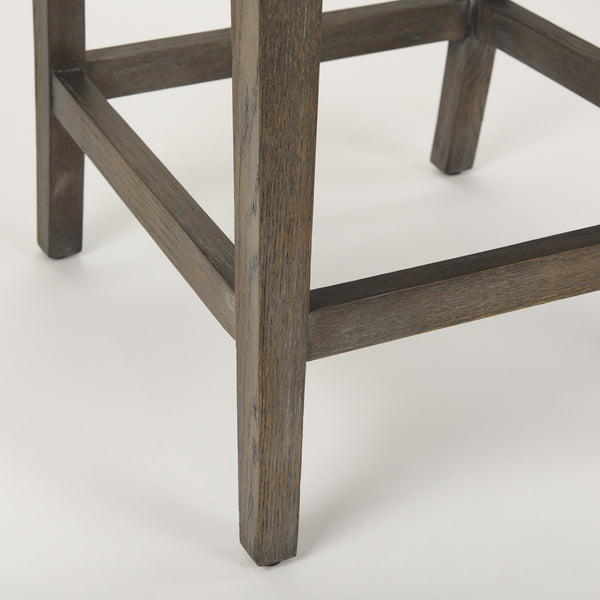 Kensington Cream Fabric Seat Brown Wood Frame Counter Stool
