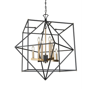Roxton AC11208 Chandelier in Matte Black & Harvest Brass