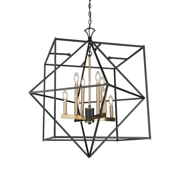 Roxton AC11208 Chandelier in Matte Black & Harvest Brass