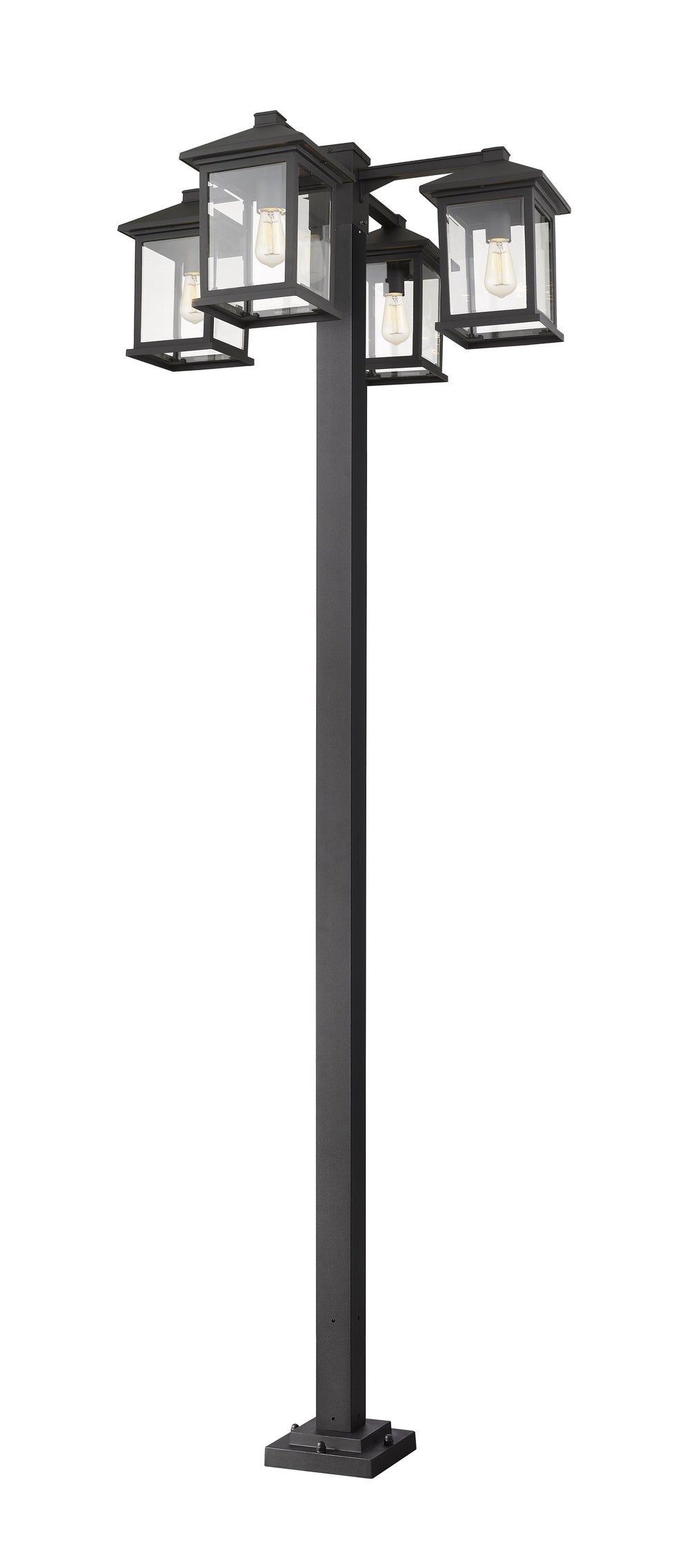 Portland 4 Light Outdoor Post Mounted Fixture in Black Finish