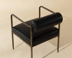 AJANI DINING ARMCHAIR - CHARCOAL BLACK LEATHER