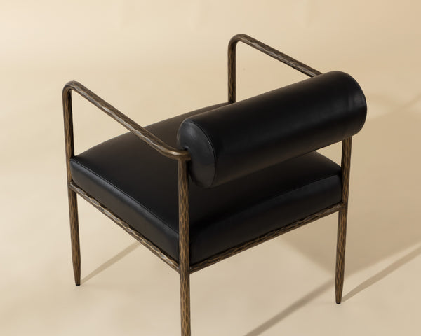 AJANI DINING ARMCHAIR - CHARCOAL BLACK LEATHER