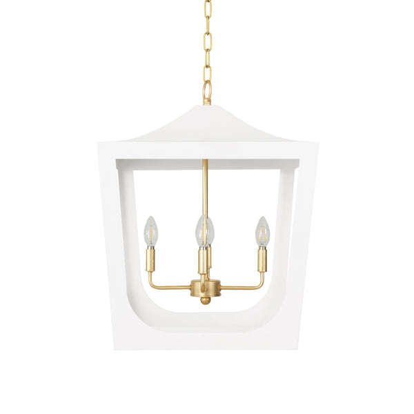 MODERN PAGODA LANTERN WITH FOUR LIGHT GOLD LEAF CLUSTER, BODY IN GOLD LEAF