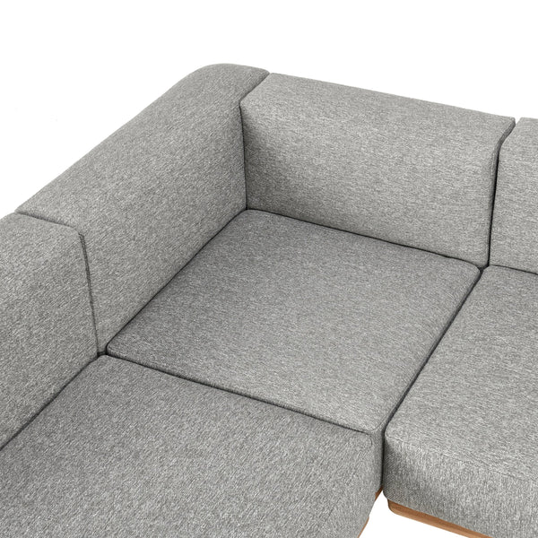 Hudson Outdoor 6pc Sectional in Natural/Gray