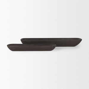 Athena Set of 2 Extra Large Black-Brown Reclaimed Wood Trays