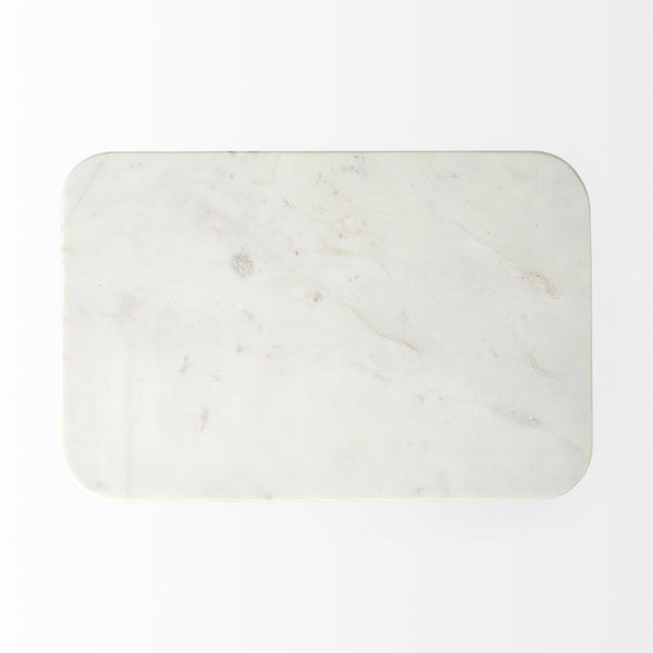 Preston 17.3L x 11.3W x 22.8H White Marble Top W/Gold Metal Accent Table