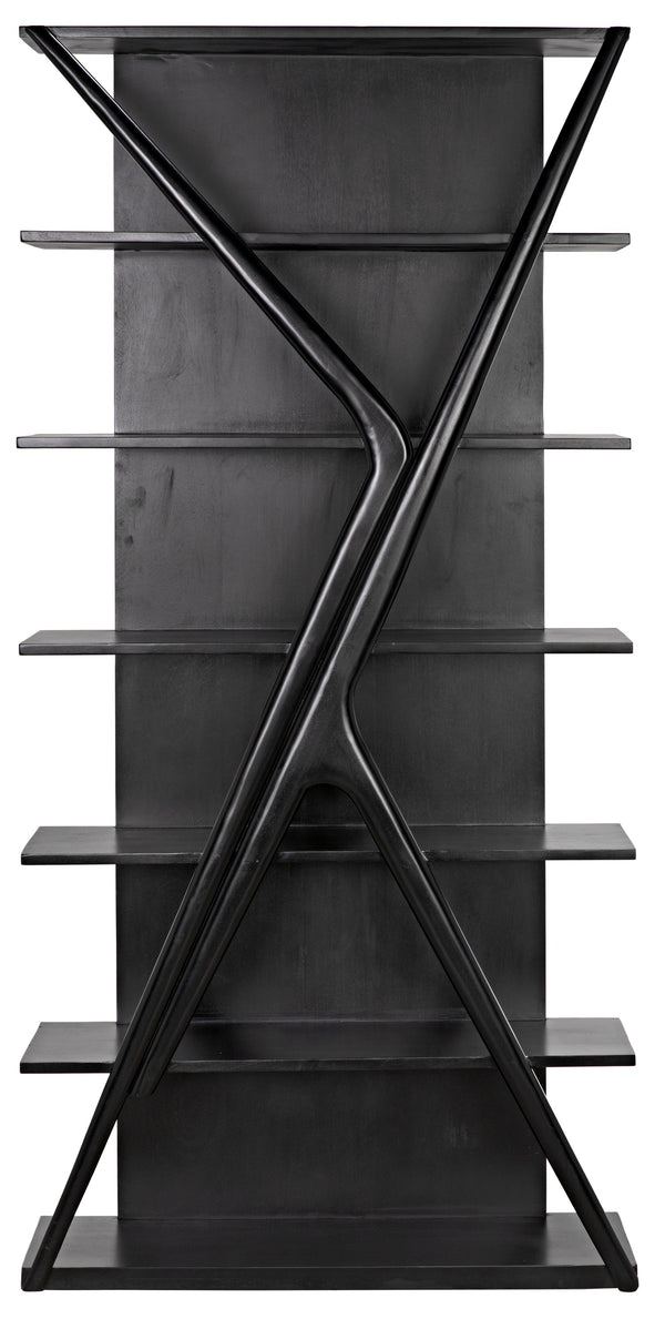 Vetra Teak and Veneer Bookcase in Hand-Rubbed Black